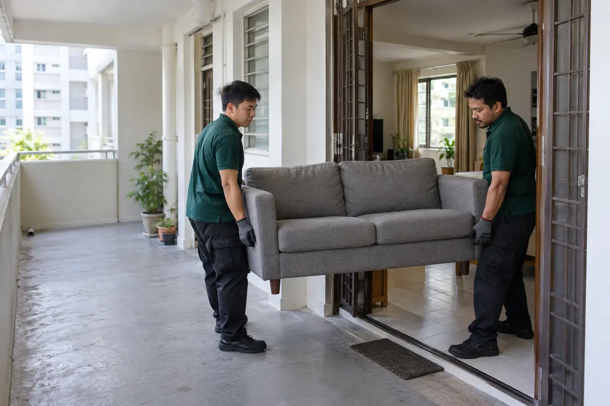Sofa removal in an HDB home - furniture disposal service example